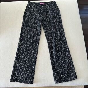 Edikted Black and White Patterned Sparkle Flare Jeans